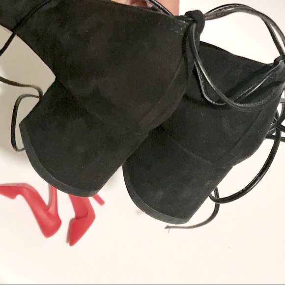 SW Cordon Hush Lace-up Pumps Suede Block Heels - Picture 6 of 8